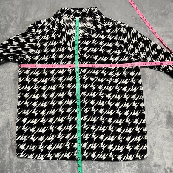 Anine Bing Aiden Shirt Womens Small Houndstooth Black White Pajama Style - Picture 6 of 9